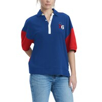 Women's Tommy Jeans Royal Philadelphia 76ers Taya Puff Sleeve Pique Polo Shirt