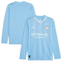Men's Puma  Sky Blue Manchester City 2023/24 Home Replica Long Sleeve Jersey