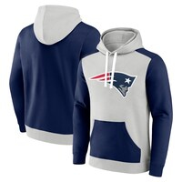 Men's Fanatics Branded Silver/Navy New England Patriots Big & Tall Team Fleece Pullover Hoodie