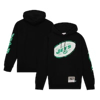 Men's Mitchell & Ness Black New York Jets Gridiron Classics Big Face 7.0 Pullover Hoodie