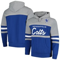 Men's Mitchell & Ness Royal/Heather Gray Indianapolis Colts Head Coach Pullover Hoodie