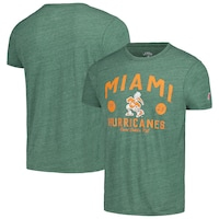 Men's League Collegiate Wear Heather Green Miami Hurricanes Bendy Arch Victory Falls Tri-Blend T-Shirt