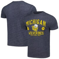 Men's League Collegiate Wear Heather Navy Michigan Wolverines Bendy Arch Victory Falls Tri-Blend T-Shirt