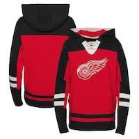 Youth Red Detroit Red Wings Ageless Revisited Lace-Up V-Neck Pullover Hoodie