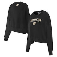 Women's Pro Standard  Black Oklahoma City Thunder Glam Cropped Pullover Sweatshirt