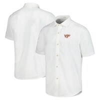 Men's Tommy Bahama White Virginia Tech Hokies Coconut Point Palm Vista IslandZone Camp Button-Up Shirt