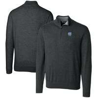 Men's Cutter & Buck  Heather Charcoal North Carolina Tar Heels Alumni Logo Lakemont Tri-Blend Quarter-Zip Pullover Sweater