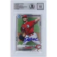 Nick Lodolo Cincinnati Reds Autographed 2021 Bowman Chrome #BCP-20 Beckett Fanatics Witnessed Authenticated 10 Rookie Card