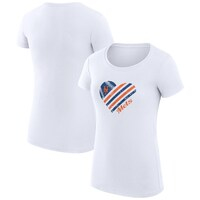 Women's G-III 4Her by Carl Banks  White New York Mets Heart Graphic Fitted T-Shirt