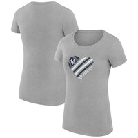 Women's G-III 4Her by Carl Banks  Heather Gray New York Yankees Heart Graphic Fitted T-Shirt