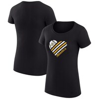 Women's G-III 4Her by Carl Banks  Black Oakland Athletics Heart Graphic Fitted T-Shirt