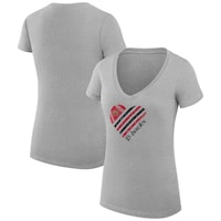 Women's G-III 4Her by Carl Banks  Heather Gray Arizona Diamondbacks Heart V-Neck Fitted T-Shirt