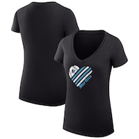 Women's G-III 4Her by Carl Banks  Black Miami Marlins Heart V-Neck Fitted T-Shirt