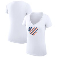 Women's G-III 4Her by Carl Banks  White New York Mets Heart V-Neck Fitted T-Shirt