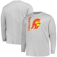 Men's Champion Heather Gray USC Trojans Big & Tall Mascot Long Sleeve T-Shirt