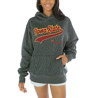 Women's Gameday Couture  Black Iowa State Cyclones Fierce Force Leopard Print Pullover Hoodie