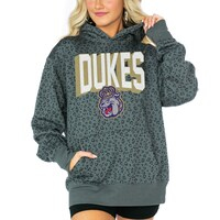 Women's Gameday Couture  Black James Madison Dukes Running Wild Leopard Print Pullover Hoodie