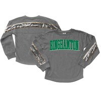 Girls Youth Gameday Couture  Gray Binghamton Bearcats Guess Who's Back Long Sleeve T-Shirt