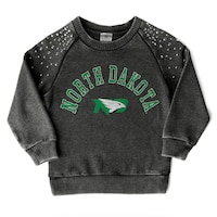 Girls Youth Gameday Couture  Charcoal North Dakota Don't Blink Studded Long Sleeve T-Shirt