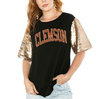 Women's Gameday Couture  Black Clemson Tigers Shine On Heavyweight T-Shirt