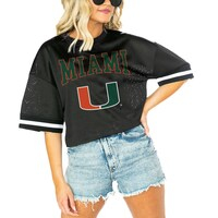 Women's Gameday Couture  Black Miami Hurricanes Game Face Fashion Jersey