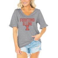 Women's Gameday Couture  Gray Illinois Fighting Illini Class Act V-Neck T-Shirt
