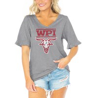 Women's Gameday Couture  Gray Worcester Polytechnic Institute Engineers Class Act V-Neck T-Shirt