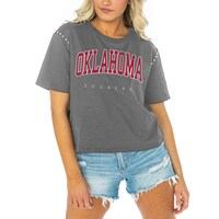 Women's Gameday Couture  Gray Oklahoma Sooners After Party Cropped T-Shirt