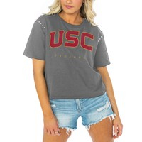 Women's Gameday Couture  Gray USC Trojans After Party Cropped T-Shirt