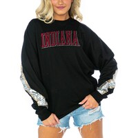 Women's Gameday Couture  Black Indiana Hoosiers Guess Who's Back Long Sleeve T-Shirt
