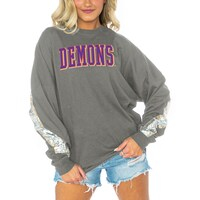 Women's Gameday Couture  Gray Northwestern State Demons Guess Who's Back Long Sleeve T-Shirt