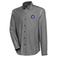 Men's Antigua  Black CF Montreal Compression Tri-Blend Long Sleeve Button-Down Shirt