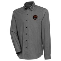 Men's Antigua  Heather Gray Houston Dynamo FC Compression Tri-Blend Long Sleeve Button-Down Shirt