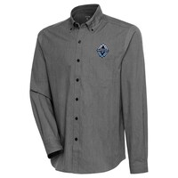 Men's Antigua  Black Vancouver Whitecaps FC Compression Tri-Blend Long Sleeve Button-Down Shirt