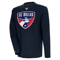 Men's Antigua  Black FC Dallas Flier Bunker Tri-Blend Pullover Sweatshirt