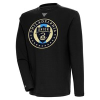 Men's Antigua  Black Philadelphia Union Flier Bunker Tri-Blend Pullover Sweatshirt