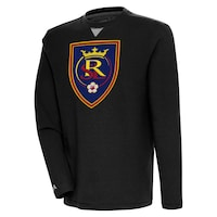 Men's Antigua  Royal Real Salt Lake Flier Bunker Tri-Blend Pullover Sweatshirt