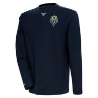 Men's Antigua  Black Seattle Sounders FC Flier Bunker Tri-Blend Pullover Sweatshirt