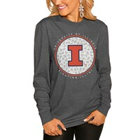 Women's Gameday Couture  Charcoal Illinois Fighting Illini Circle Graphic Fitted Long Sleeve T-Shirt