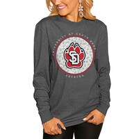 Women's Gameday Couture  Charcoal South Dakota Coyotes Circle Graphic Fitted Long Sleeve T-Shirt