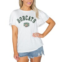 Women's Gameday Couture  White Ohio Bobcats Arch Logo Flutter Sleeve Lightweight T-Shirt