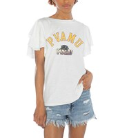 Women's Gameday Couture  White Prairie View A&M Panthers Arch Logo Flutter Sleeve Lightweight T-Shirt
