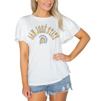 Women's Gameday Couture  White San Jose State Spartans Arch Logo Flutter Sleeve Lightweight T-Shirt