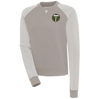 Women's Antigua  Oatmeal/White Portland Timbers Flier Bunker Tri-Blend Pullover Sweatshirt