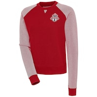 Women's Antigua  Red/White Toronto FC Flier Bunker Tri-Blend Pullover Sweatshirt