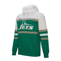 Men's Mitchell & Ness White/Green New York Jets Legacy Head Coach Pullover Hoodie