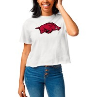 Women's League Collegiate Wear  White Arkansas Razorbacks Clothesline Cropped T-Shirt