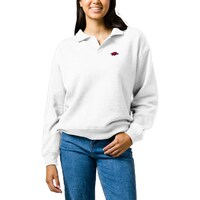 Women's League Collegiate Wear  White Arkansas Razorbacks Victory Springs Tri-Blend Collared Pullover Sweatshirt