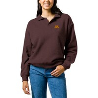 Women's League Collegiate Wear  Heather Maroon Minnesota Golden Gophers Victory Springs Tri-Blend Collared Pullover Sweatshirt