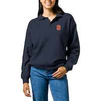 Women's League Collegiate Wear  Heather Navy Syracuse Orange Victory Springs Tri-Blend Collared Pullover Sweatshirt